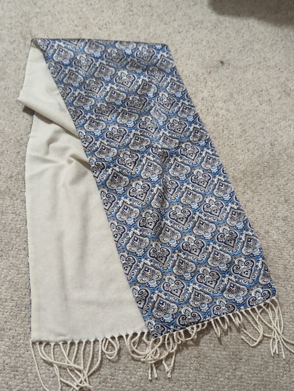 Ing Blue Label on Cream Fabric Scarf